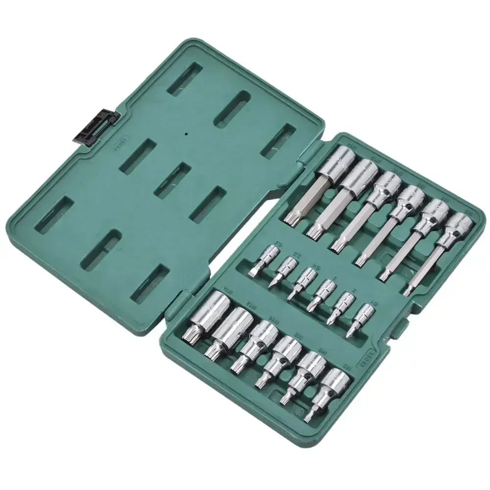 Jogo de soquetes com bits 18 peç 1/4 e 1/2” Sata — fotografia 2
