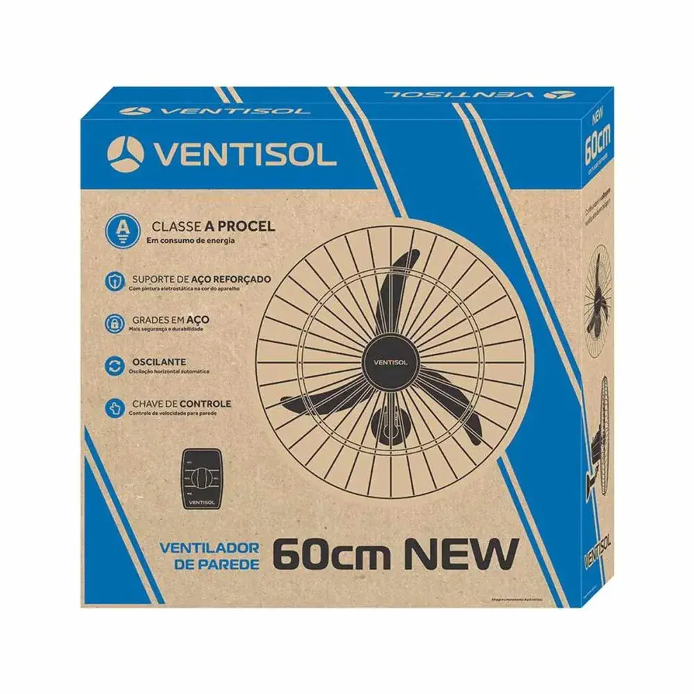 Ventilador de parede oscilante 60CM preto Ventisol — fotografia 5