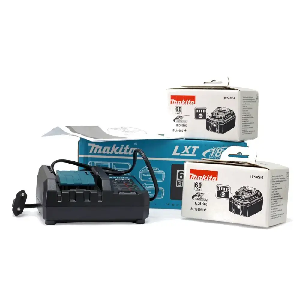 Carregador bivolt DC18WC com 2 baterias 18V 6,0AH BL1860B Makita — fotografia 5