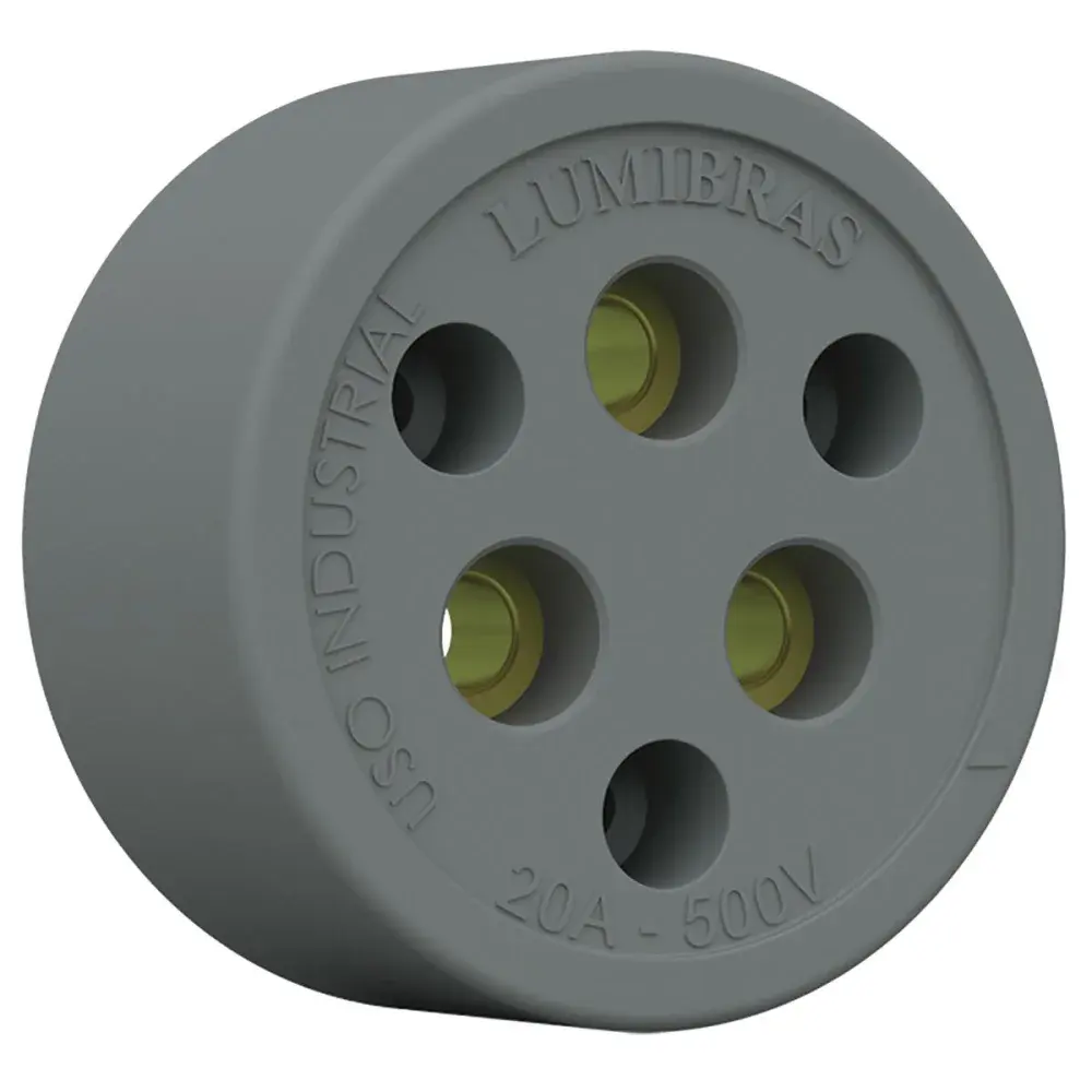 Tomada Lumibras 3X30A nylon fibra cinza
