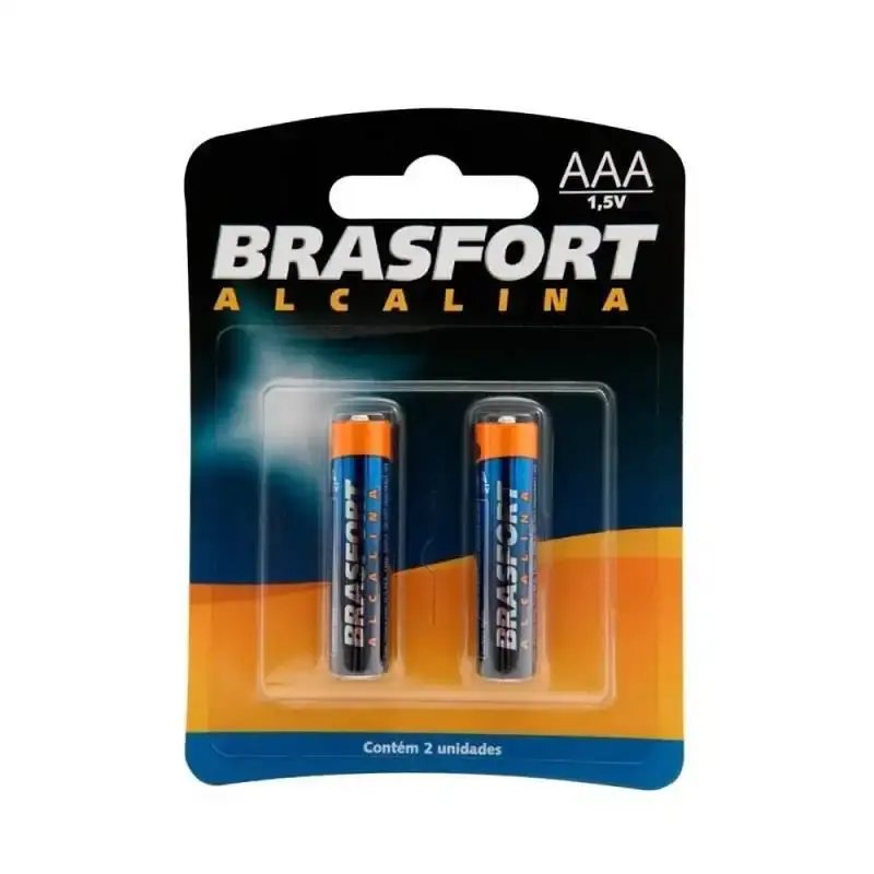 Pilhas alcalinas kit com 2 pequenas AA + 2 palitos AAA Brasfort — fotografia 3