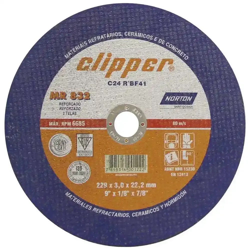 Disco de corte parede 9 pol c/ furo de 7/8 clipper Norton — fotografia 5