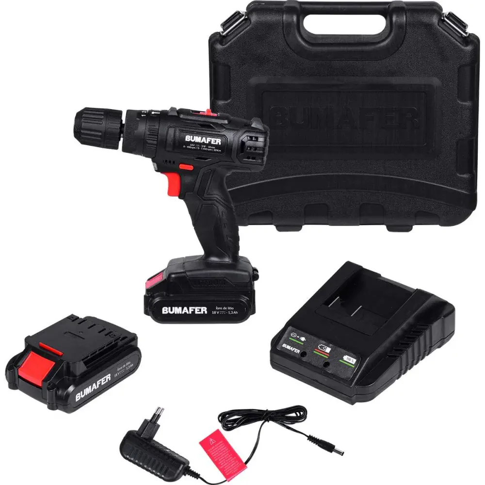 Parafusadeira de impacto a bateria 30NM 18V 18 peç Bumafer