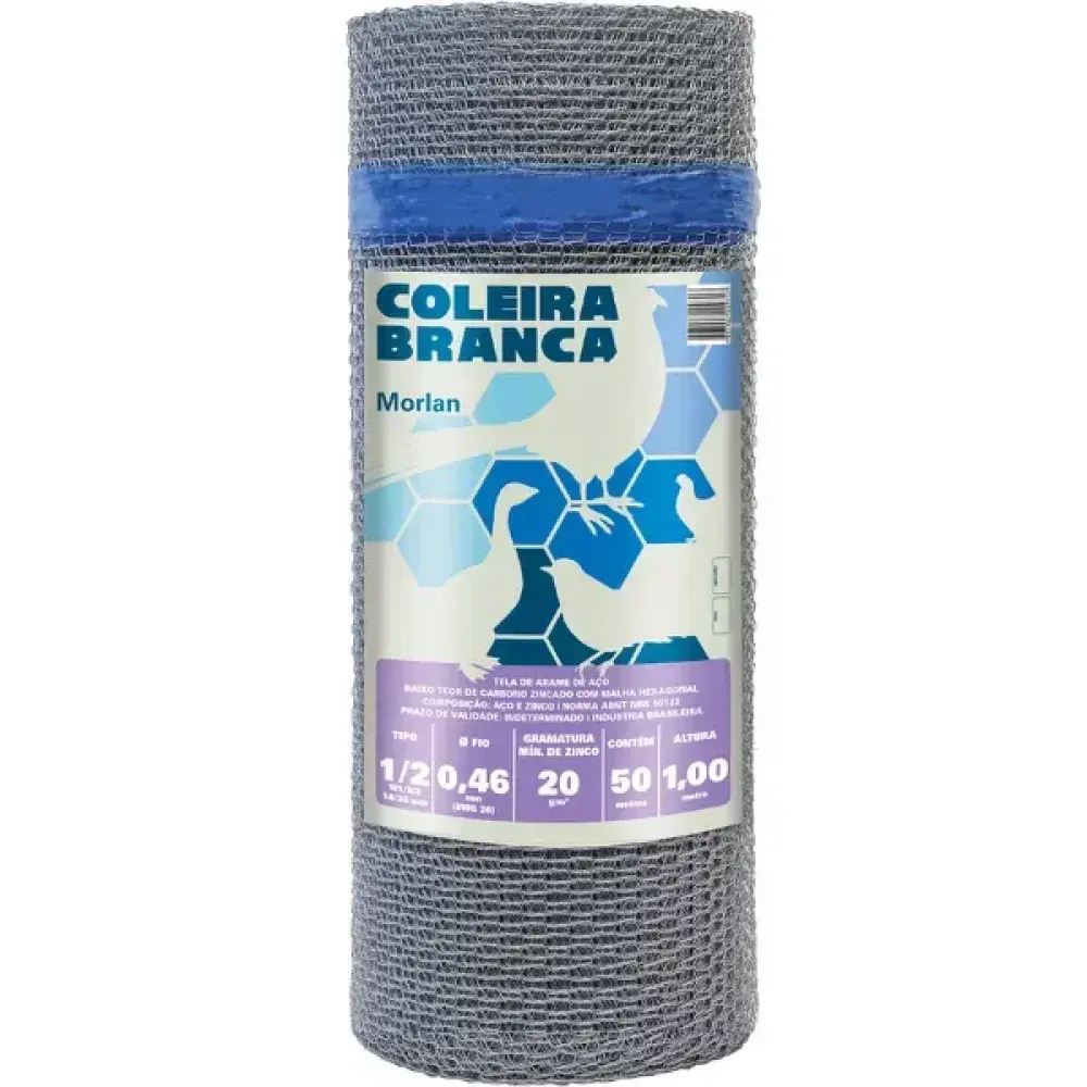 Tela viveiro galvanizada coleira branca 1/2 26X1,00 Morlan