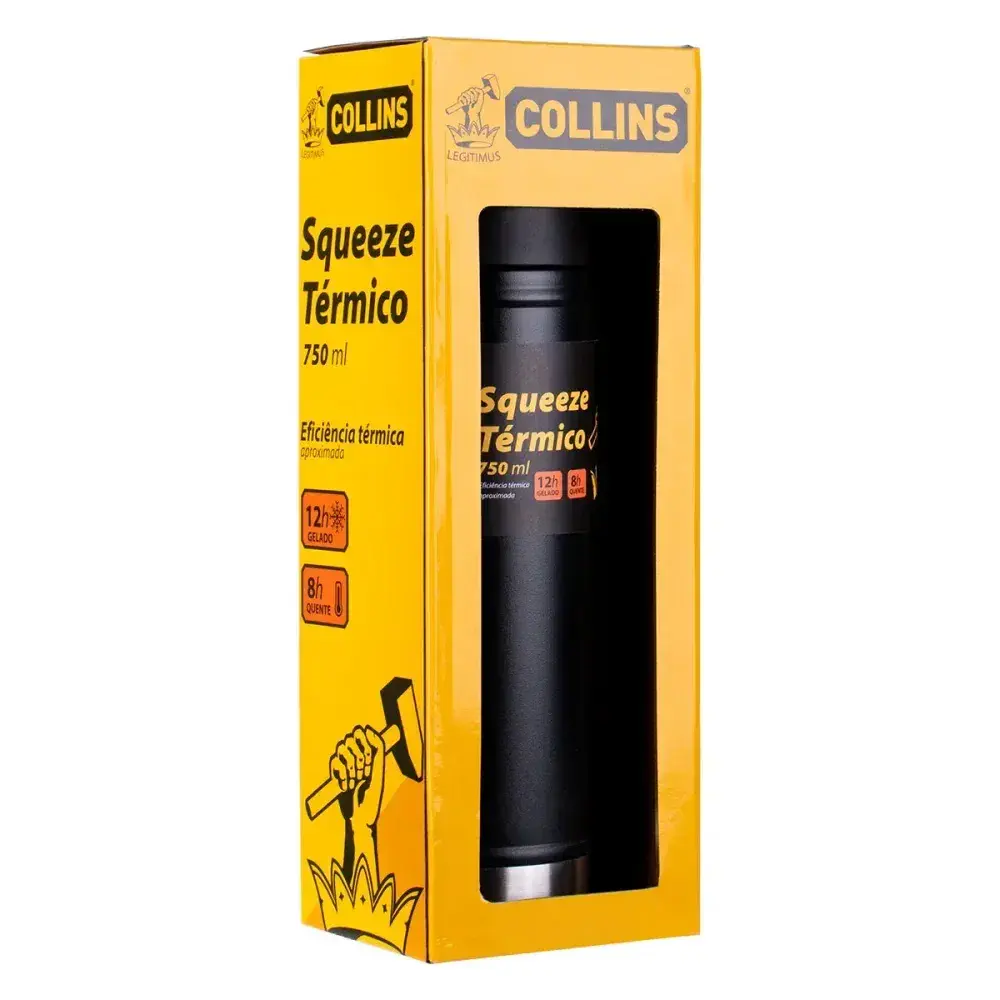 Squeeze térmico aço inox 750ML preto Collins — fotografia 10