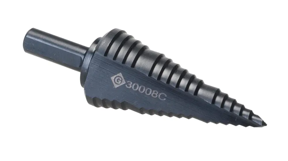 Broca escalonada 1/2–1.1/8 com haste 3/8 Greenlee