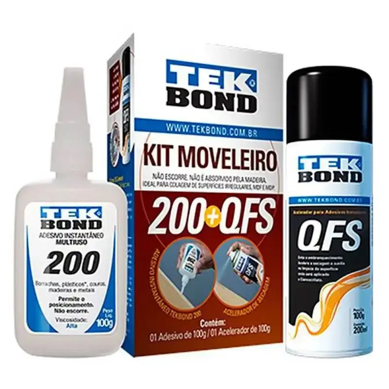 Cola kit moveleiro adesivo instantâneo e acelerador de secagem QFS 20501003000 Tekbond