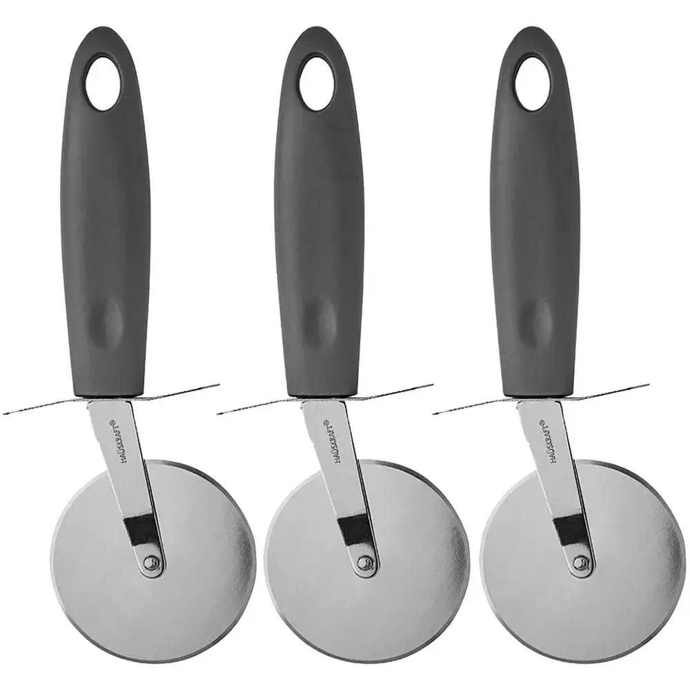 Kit 3 cortadores de pizza 20,55 CM cinza em aço inox UTEN-055 hauskraft — fotografia de referência