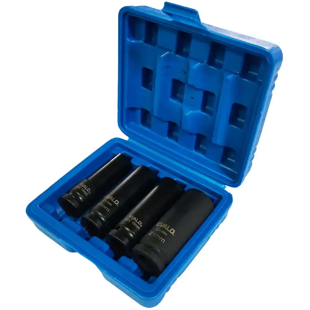 Jogo soquetes longos de impacto 1/2 POL de 14 a 21 MM kit 4 peças EVSLI-4 Evald — fotografia 3