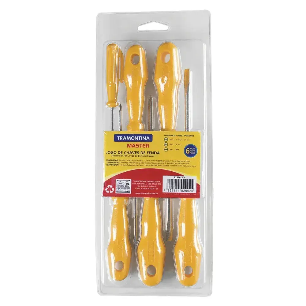 Jogo de chave de fenda e philips amarelo com 6 peç Tramontina — fotografia 2