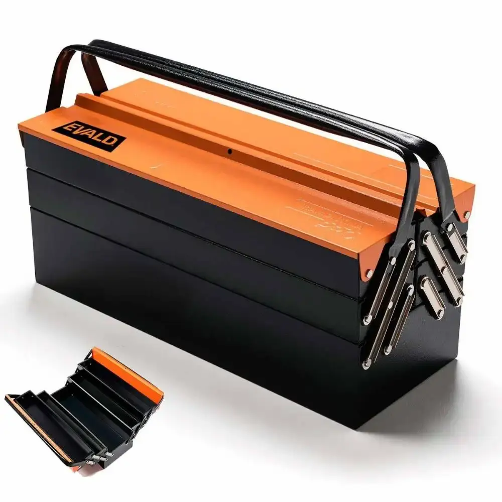 Caixa de ferramentas sanfonada 5 gavetas 50 CM reforçada laranja e preto evald by Tramontina — fotografia de referência