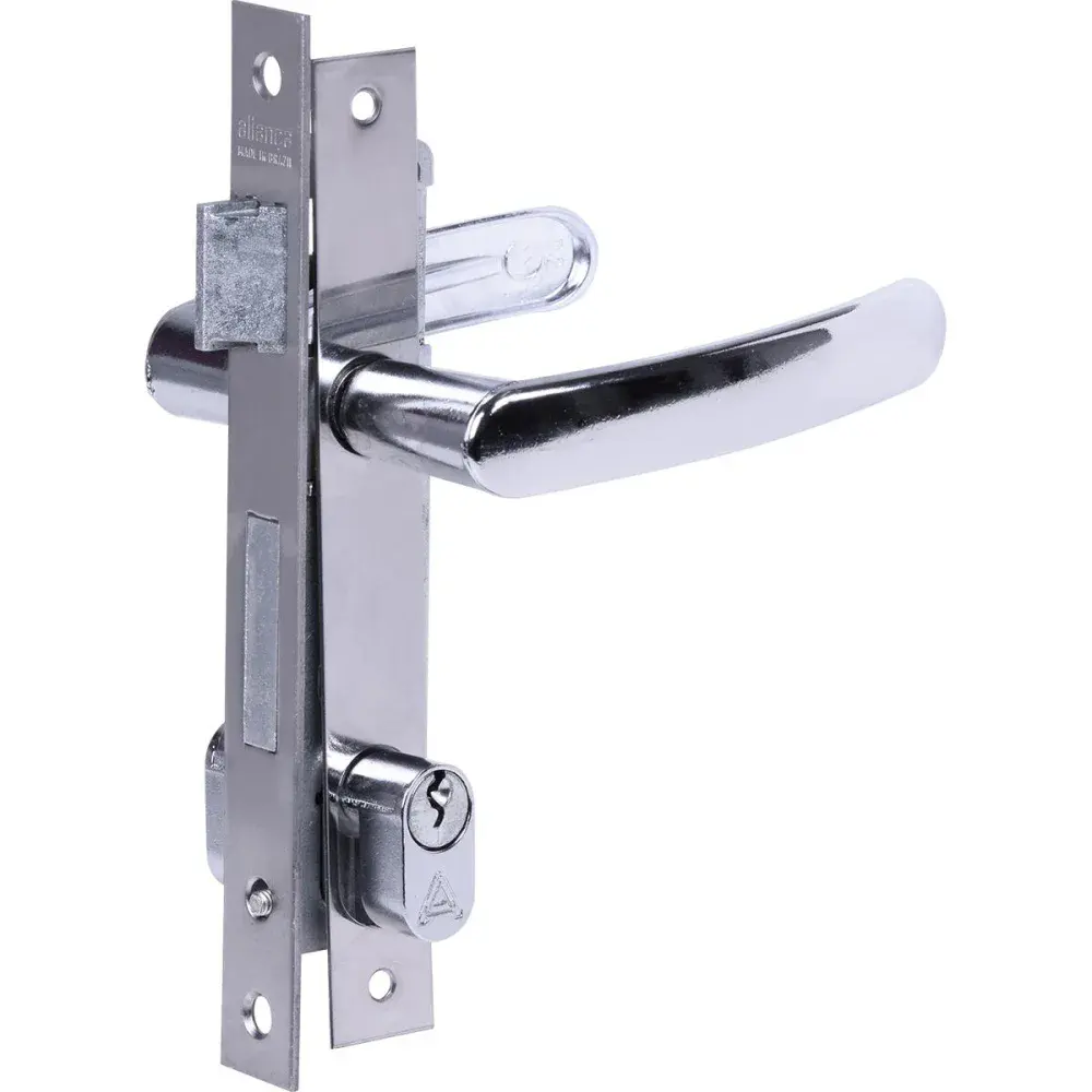 Fechadura perfil aliança F1400 cromada alavanca