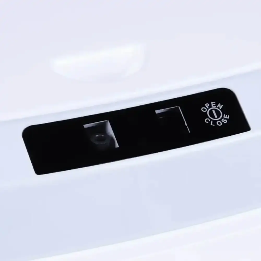 Lixeira automática branca 16 litros USB Kala com suporte para papel higiênico 3 rolos preto evald — fotografia 5