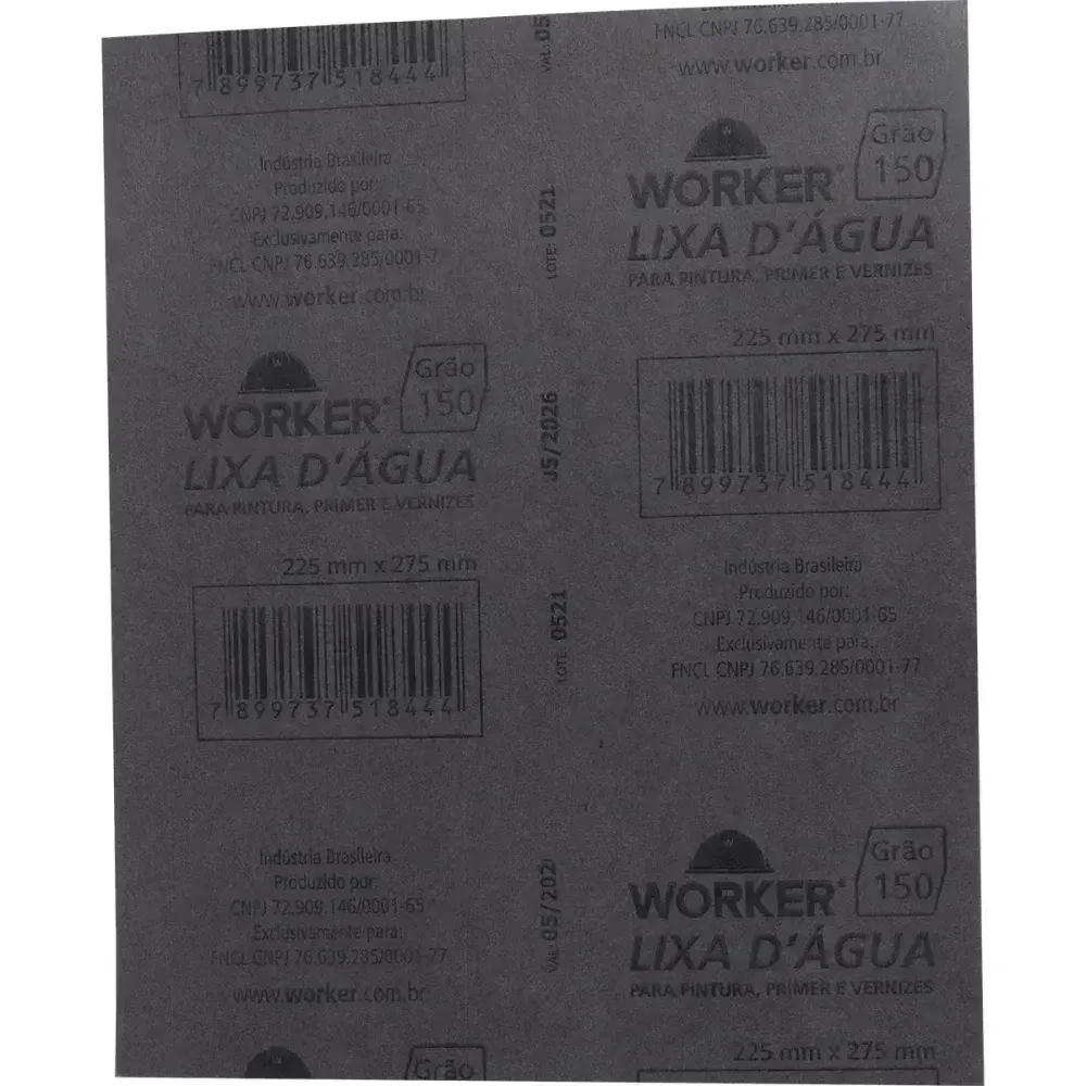 Lixa dágua para semiacabamento grão 150 225X275MM Worker — fotografia 8