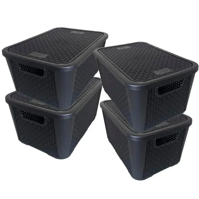 Combo 4 caixas organizadoras rattan 8.8 litros 2051 Plasnew