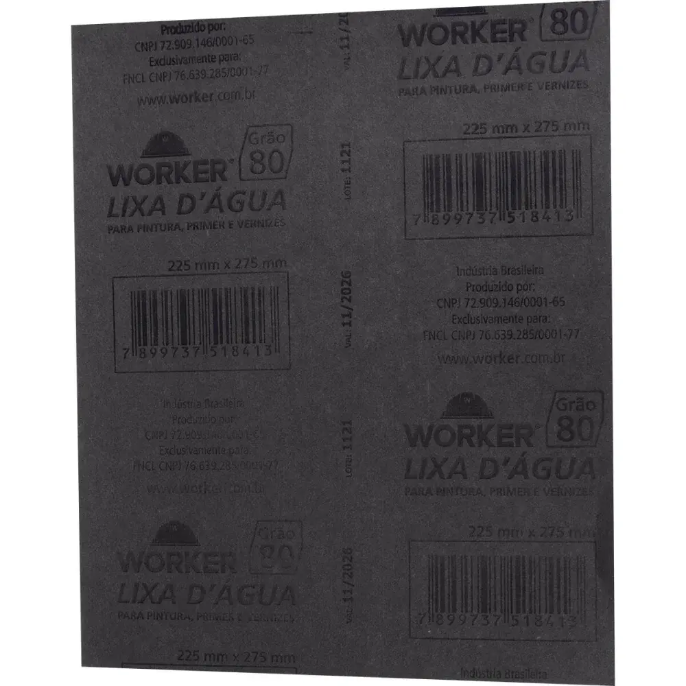 Lixa d água grão 80 225MM x 275MM Worker — fotografia 3