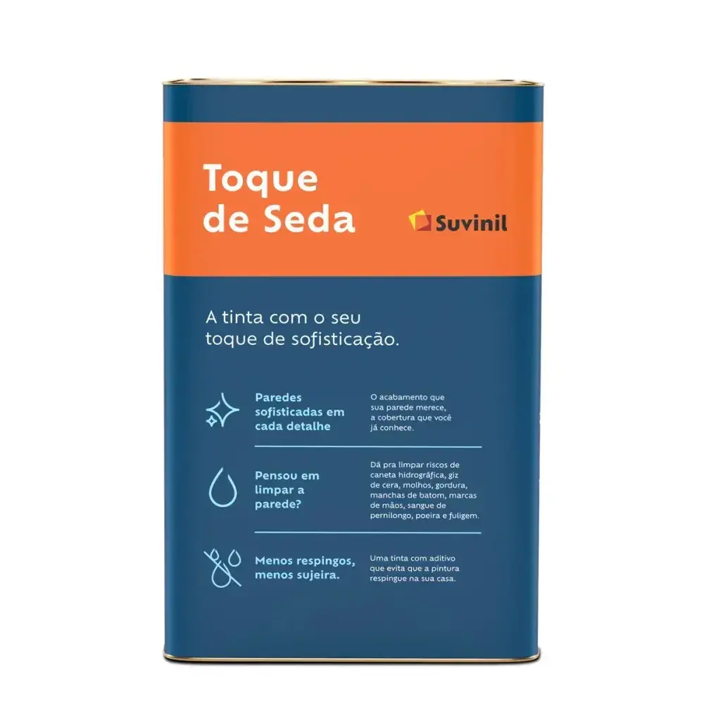 Tinta acrílica toque de seda acetinado branca 18L Suvinil — fotografia 4