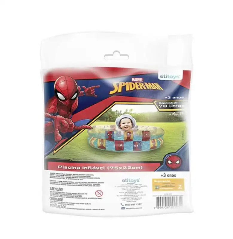 Piscina 70 litros inflável infantil spider-man DYIN-092 etitoys — fotografia 3