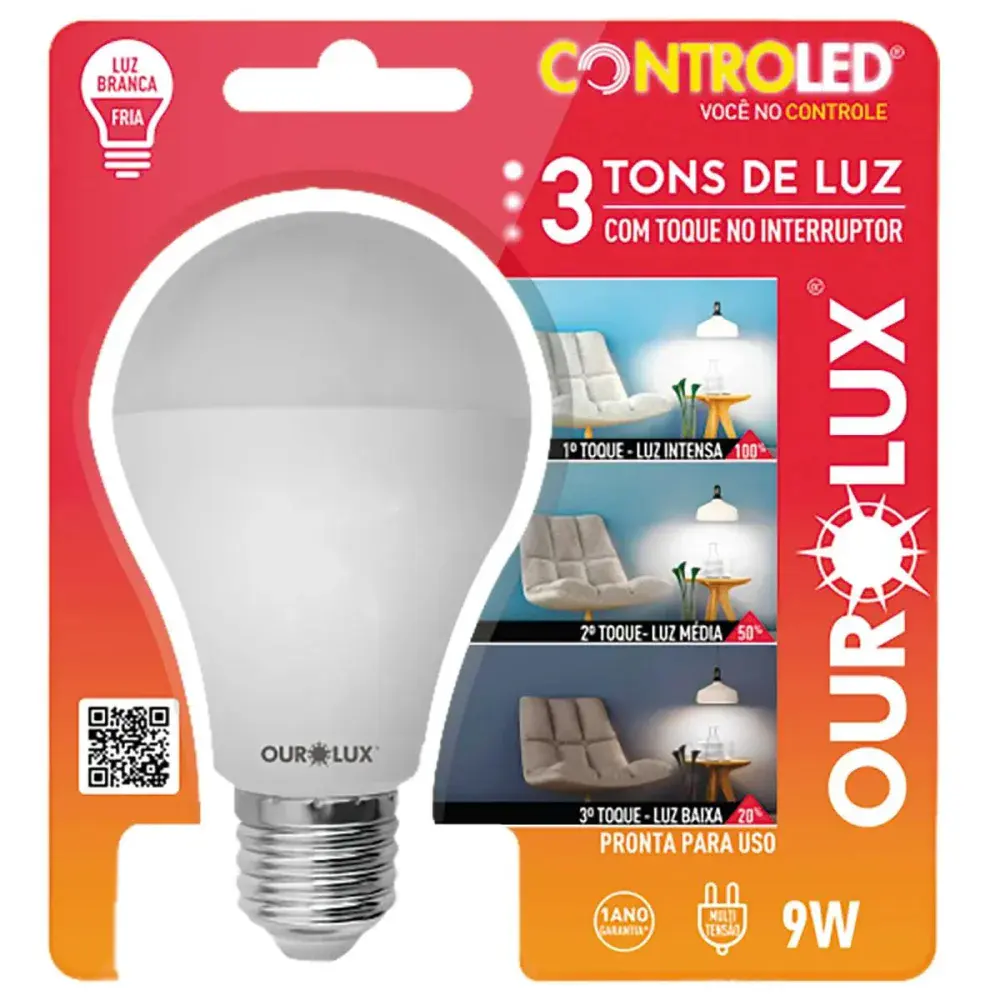 Lamp led 3 intensid. 9W 6500K biv E27 Ourolux — fotografia 2