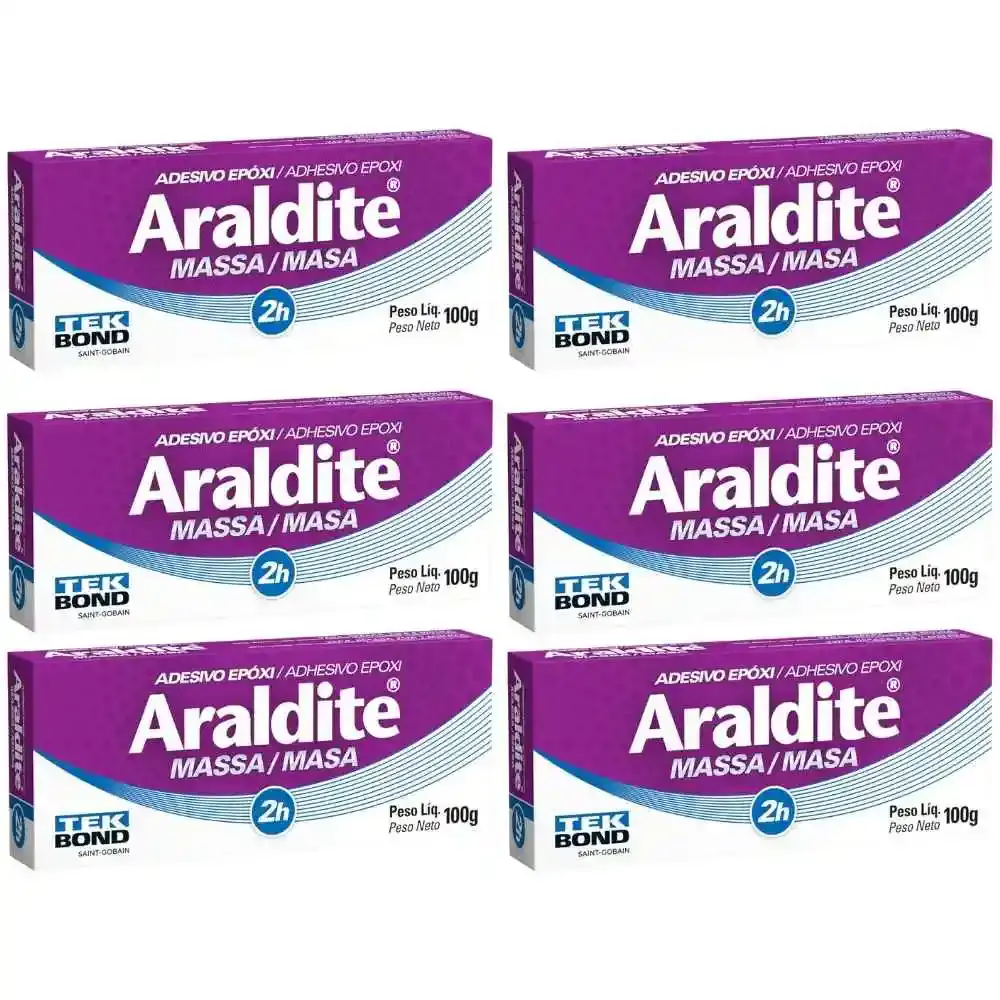 Cola massa epóxi 100G araldite com 6 unidades Tekbond — fotografia de referência