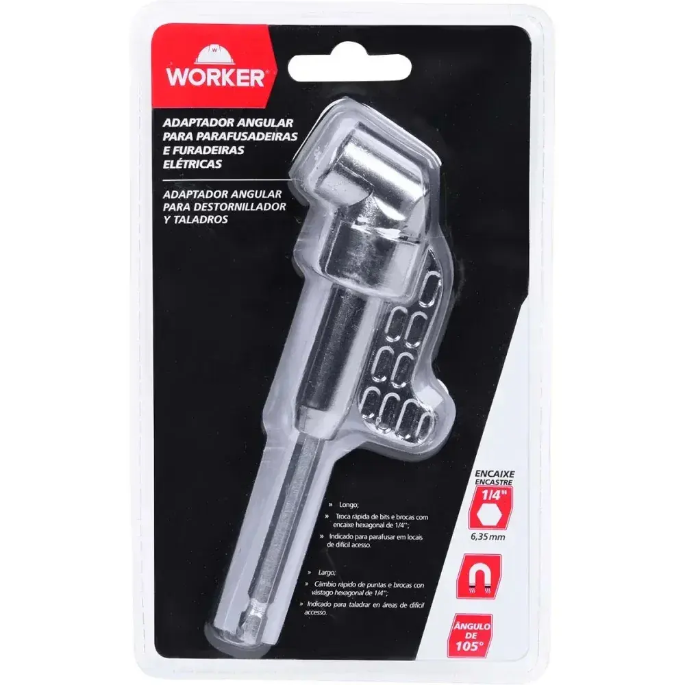 Adaptador angular para parafusadeira elétrica longo 1/4 Worker — fotografia 12