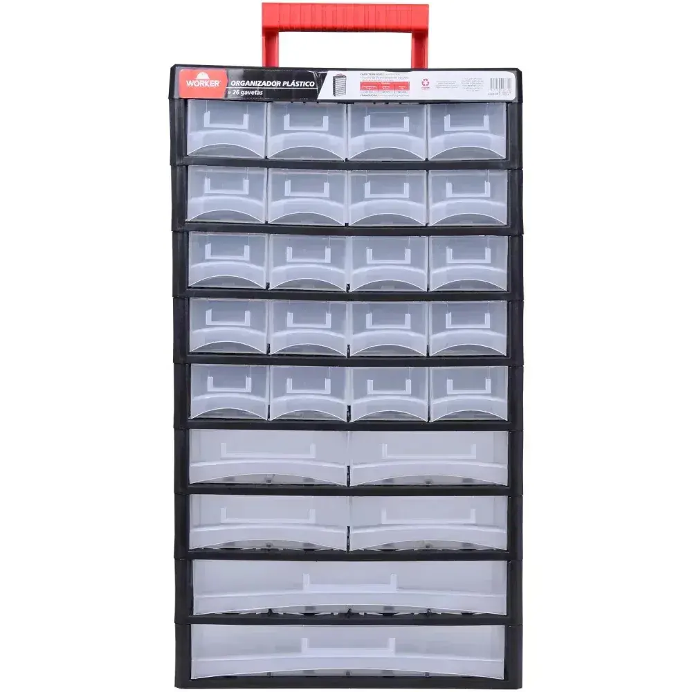 Organizador plástico 26 gavetas 31,5X14X56,5CM Worker — fotografia 8