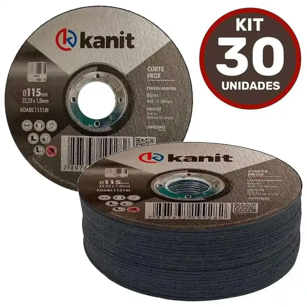 Disco de Corte Aço Inox 4.1/2 POL x 1.0 MM Kit com 30 Unidades KANIT — fotografia 2