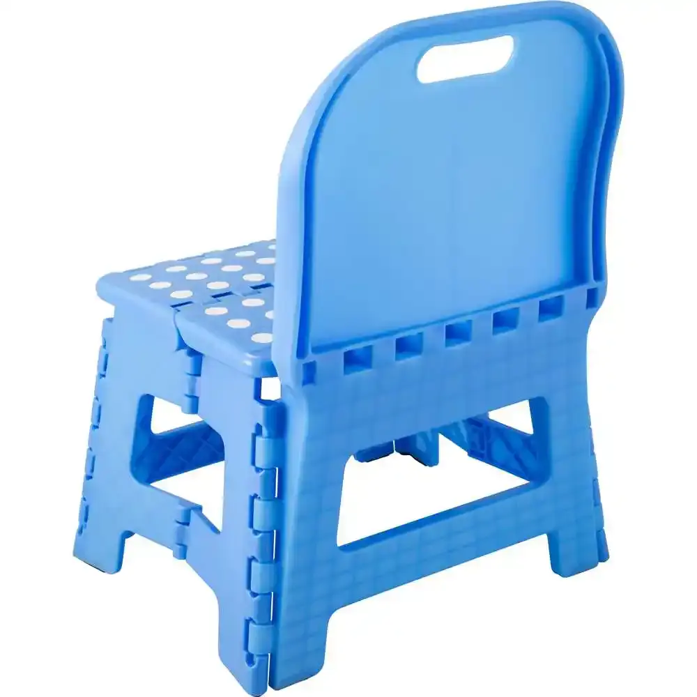 Banqueta plástica dobrável varias cores 22CM com encosto Vonder Azul — fotografia 11
